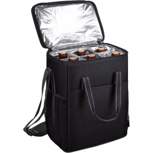 Waterproof and Leakproof Insulated Champagne Wine Tote Bag with Expandable Zipper and Padded Shoulder Strap
