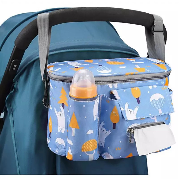 Multifunctional Mummy Organizer Stroller Storage Bags Hanging Diaper Bag with Bottle Holder for Woman