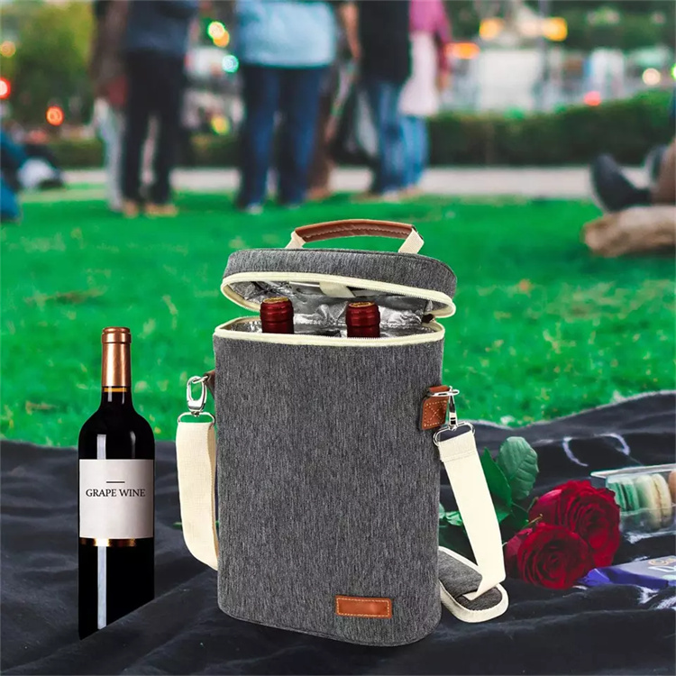 Leakproof Travel Thermal Insulated Wine Cooler Tote Bag with Adjustable Shoulder Strap