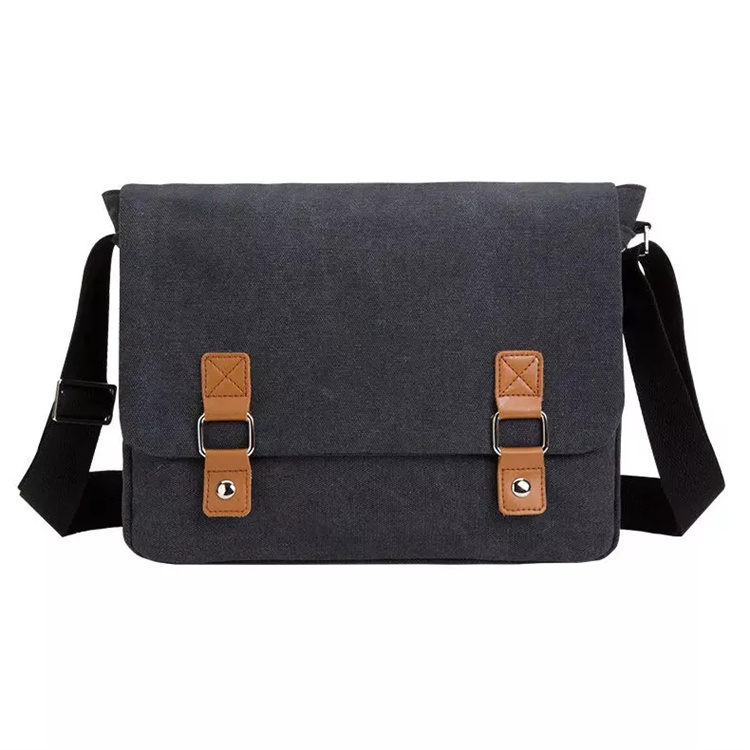 Luxury Leather Canvas College Sling Messenger Bags for Men 11 Inch Satchel Shoulder Bag Computer Laptop Bag