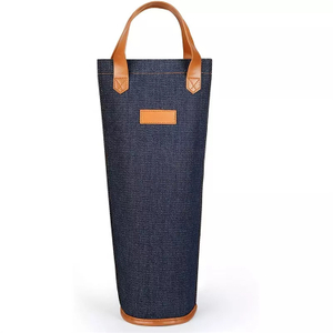Single Wine Champagne Bottle Thermal Insulated Cooler Canvas Carrier Case Cooler Tote Bag
