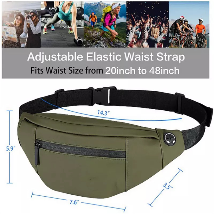 Customized Waterproof Vegan Leather Running Fanny Pack Bum Belt Crossbody Bags Men Walking Sport Travel Waist Bag 