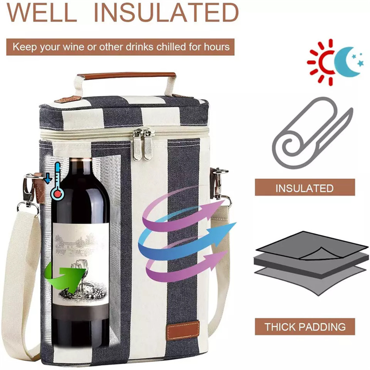 Portable Leakproof Travel Picnic Insulated Padded Wine Tote Wine Cooler Bag for Party