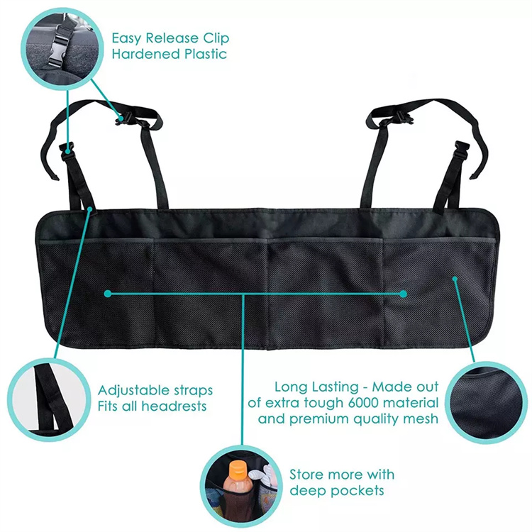 Car Rear Seat Net Pocket Storage Bag Car Organizer Large-capacity Trunk Seat Back Bag