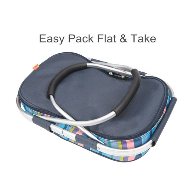 Portable Insulated Folding Cooler Baskets For Travel Picnic With Handles And Large Capacity