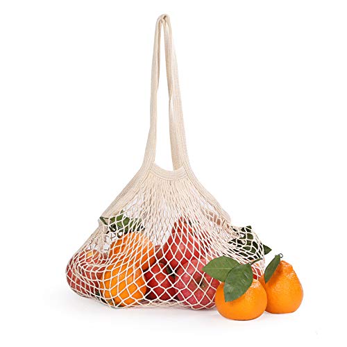 Reusable String Tote Net Bags With Long Handle For Grocery Shopping,Beach & Market