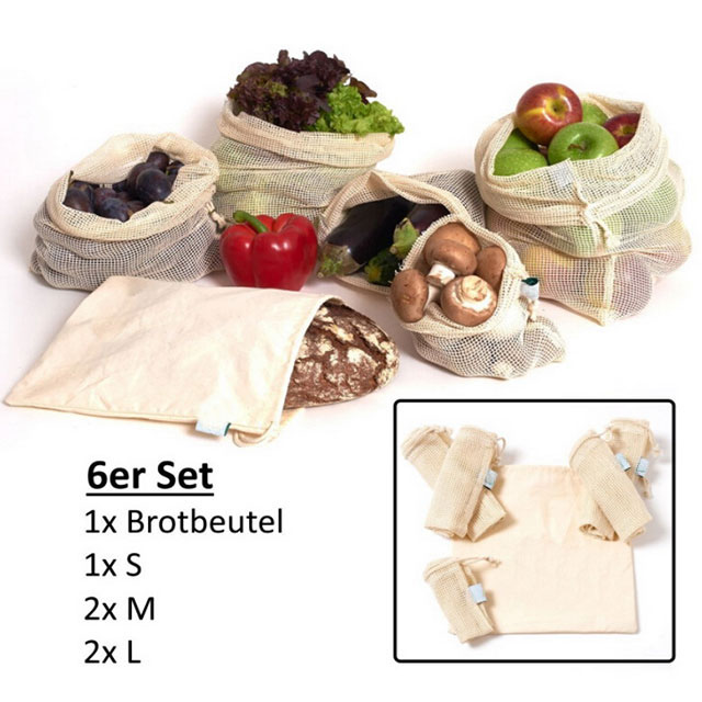 Reusable Organic Cotton Mesh Produce Storage Bags For Fruit And Vegetable Eco-Friendly