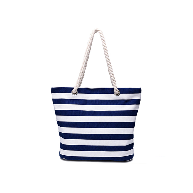 Fashion Stripe Recycled Canvas Beach Tote Bags