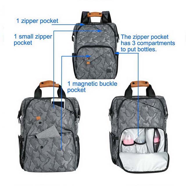 Classic Mummy Diaper Backpack Bag With Leather Handle|Best Backpack Changing Bag